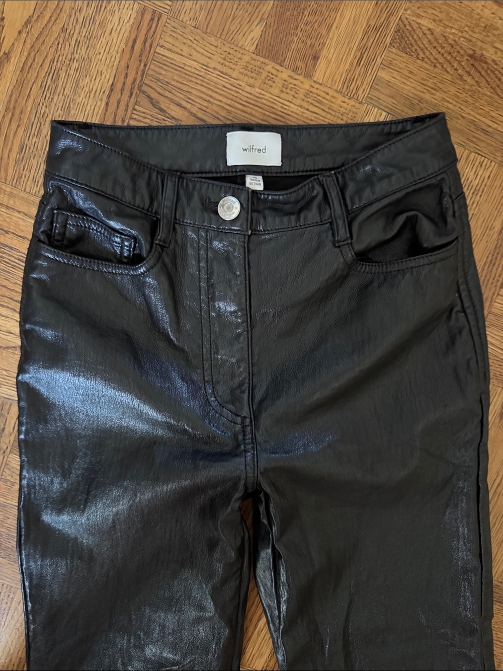 Aritzia Wilfred Black Faux-Leather Pants